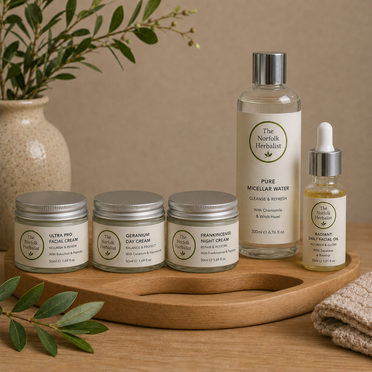 The Norfolk Herbalist face creams, cleansing water and facial oils